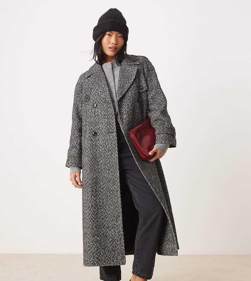 herringbone miss selfridge checked wrap coat