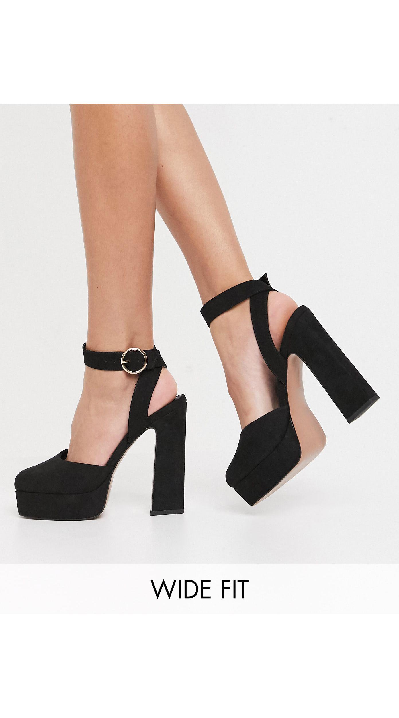 ASOS Wide Fit - Pecan - Hoge Hakken Met Plateauzool in het Zwart - Lyst