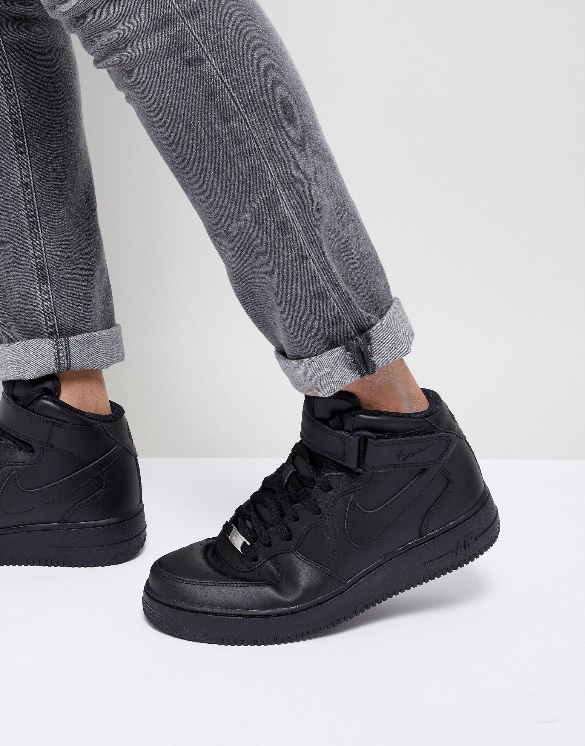 nike air force 1 mid black on feet