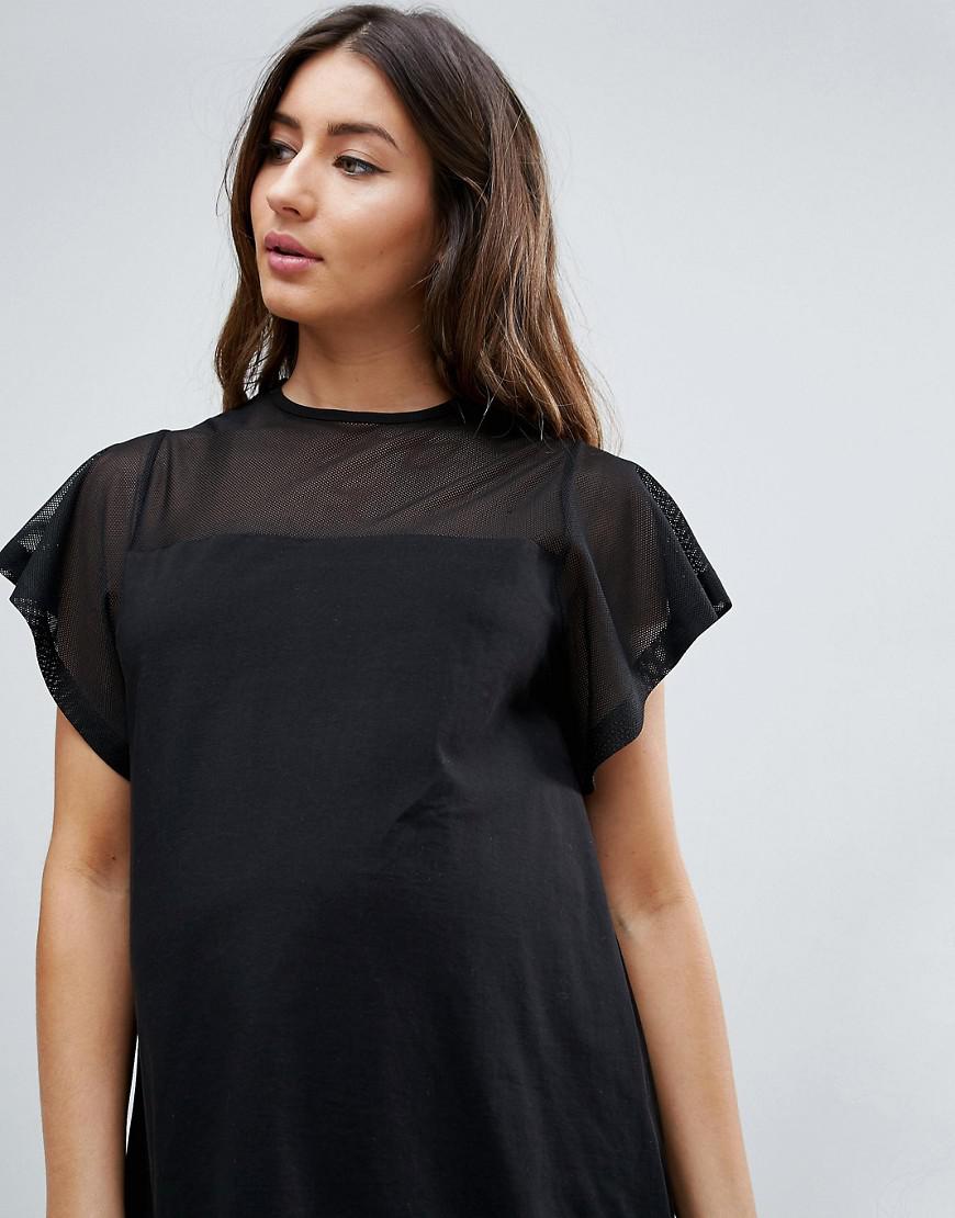 Lyst Asos Floaty Sleeve Mesh Top in Black