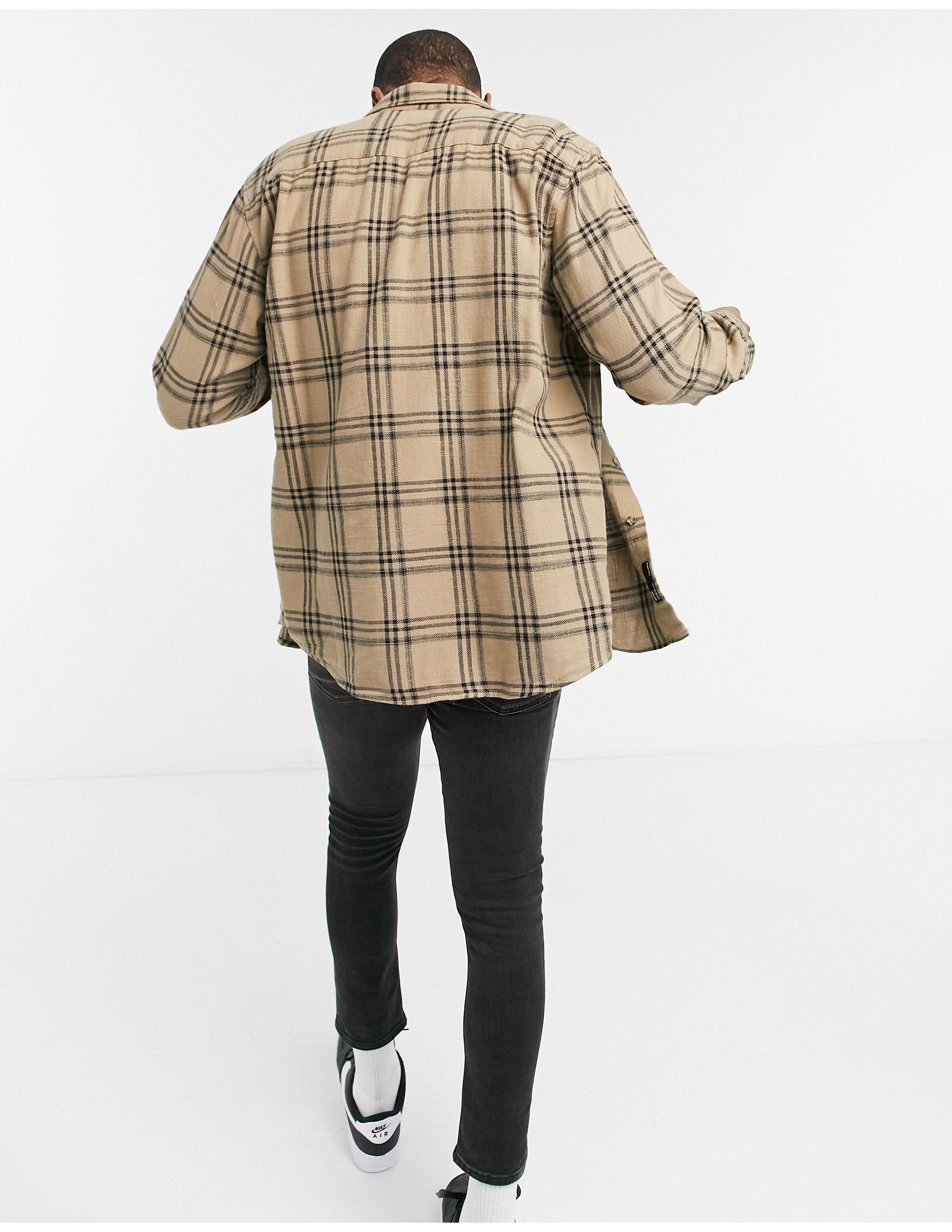 Pull&Bear Checked Shirt in Brown for Men | Lyst