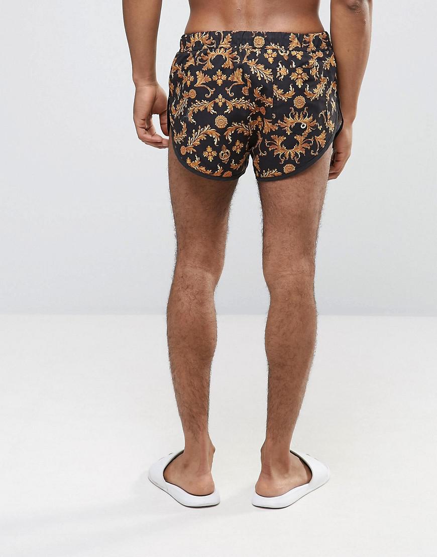 Download ASOS Synthetic Extreme Side Split Swim Shorts With Baroque ...