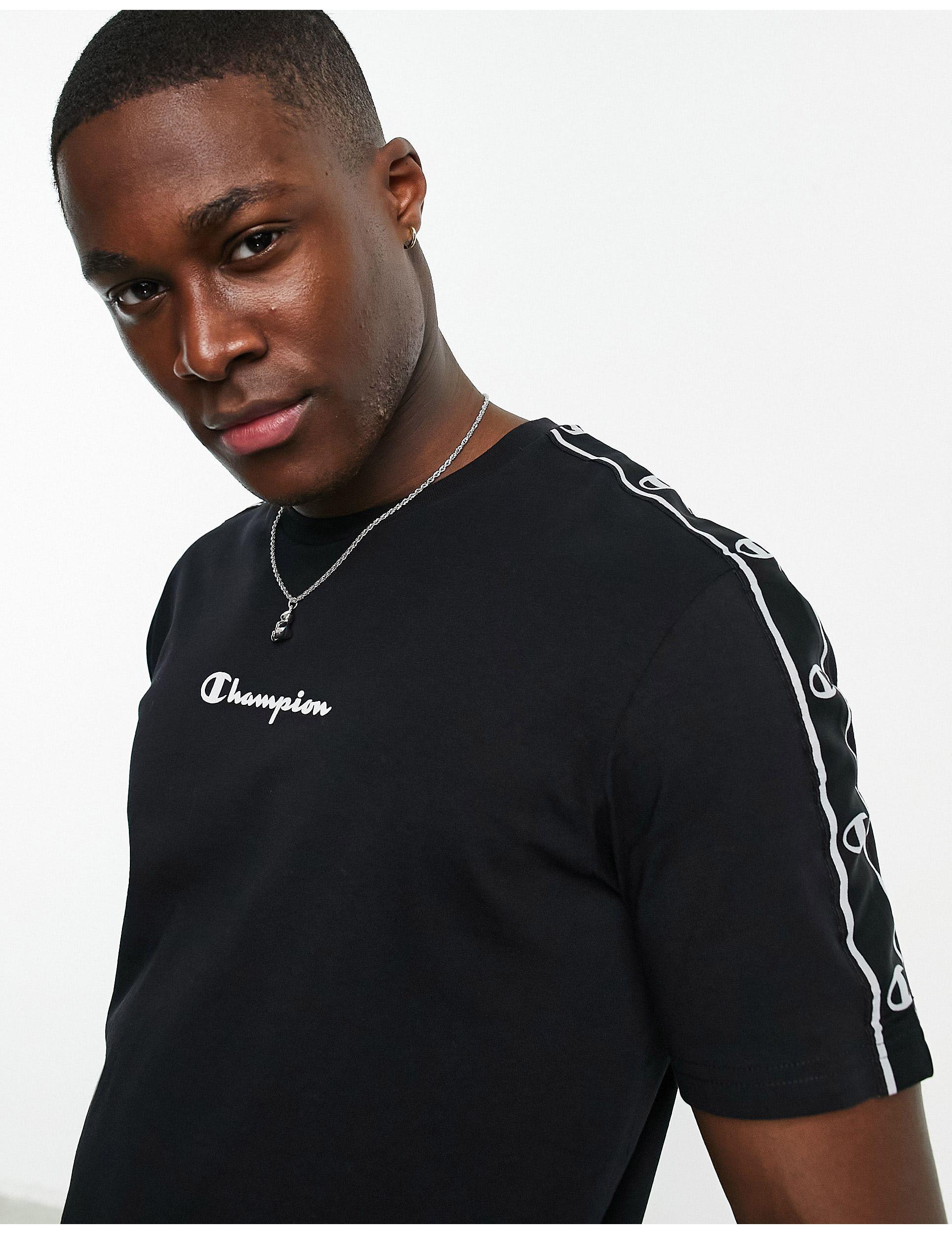 Champion Legacy T-shirt With Tape Detail in Black for Men | Lyst UK
