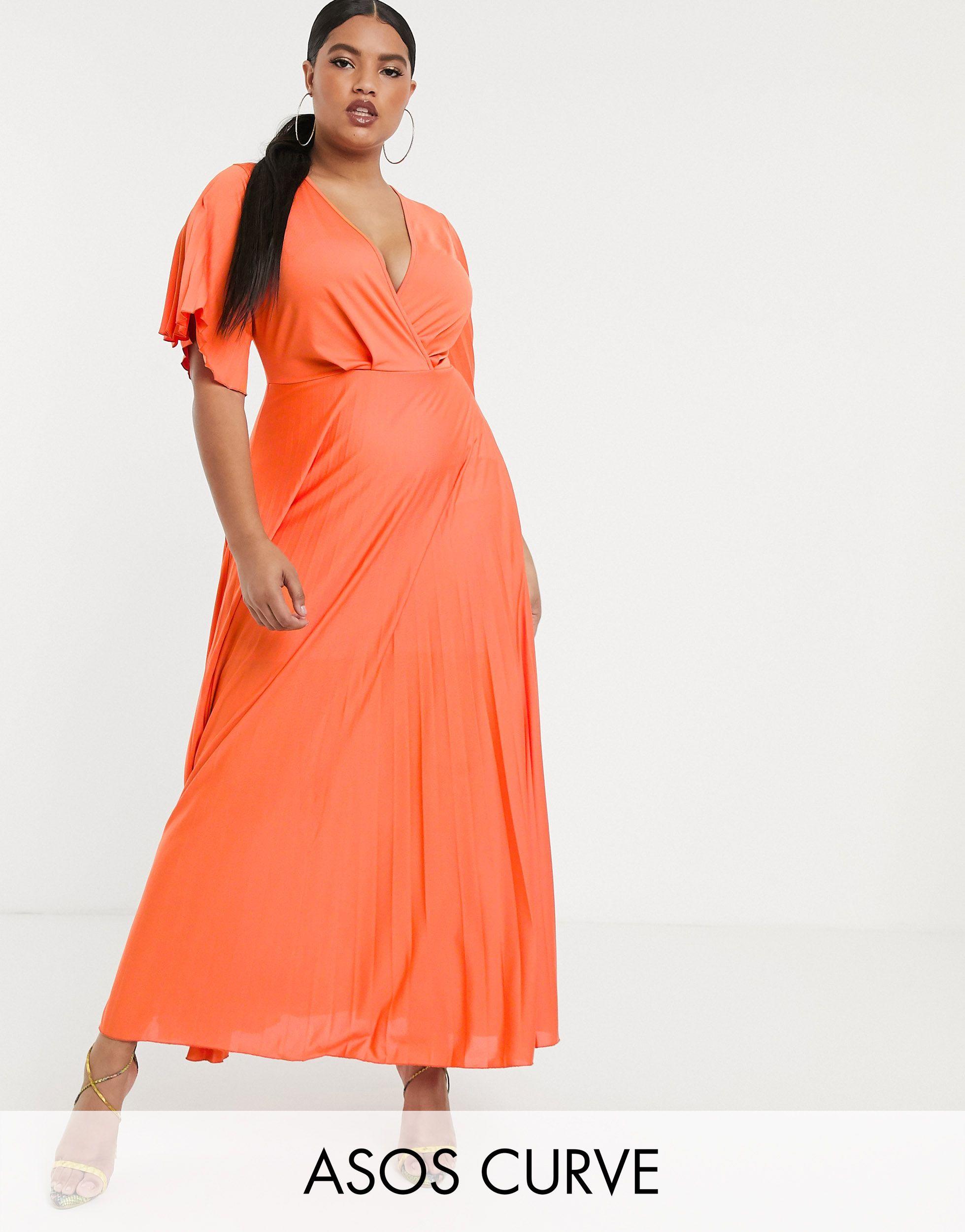 asos design curve twist detail pleated kimono midi dress