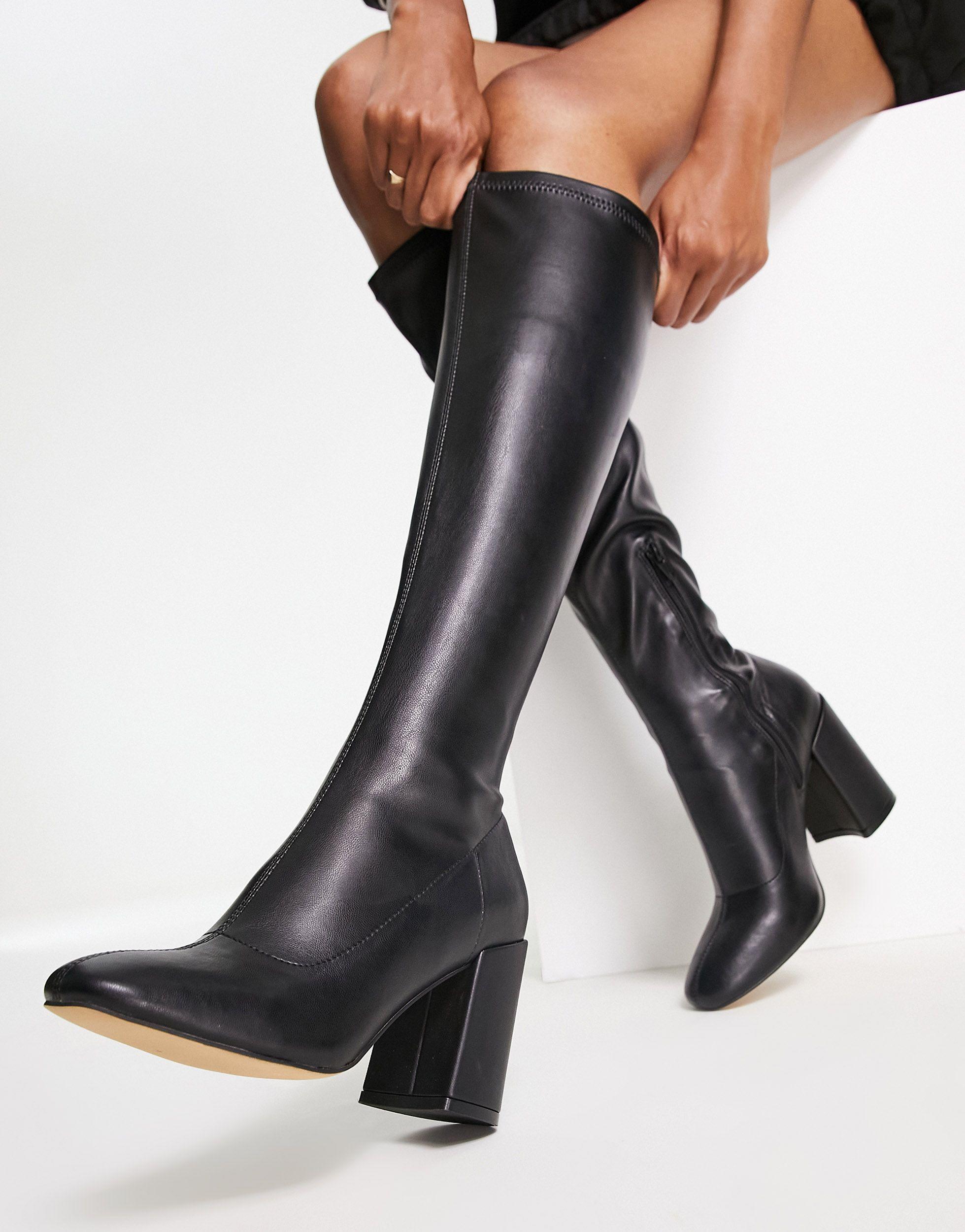 London Rebel Knee High Sock Boots in Black | Lyst