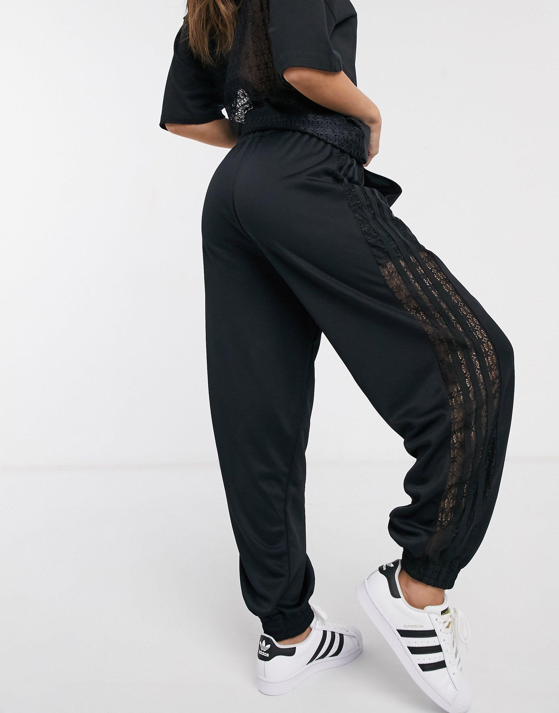 adidas Originals Synthetic Bellista Lace Insert Track Pants in Black | Lyst  Australia