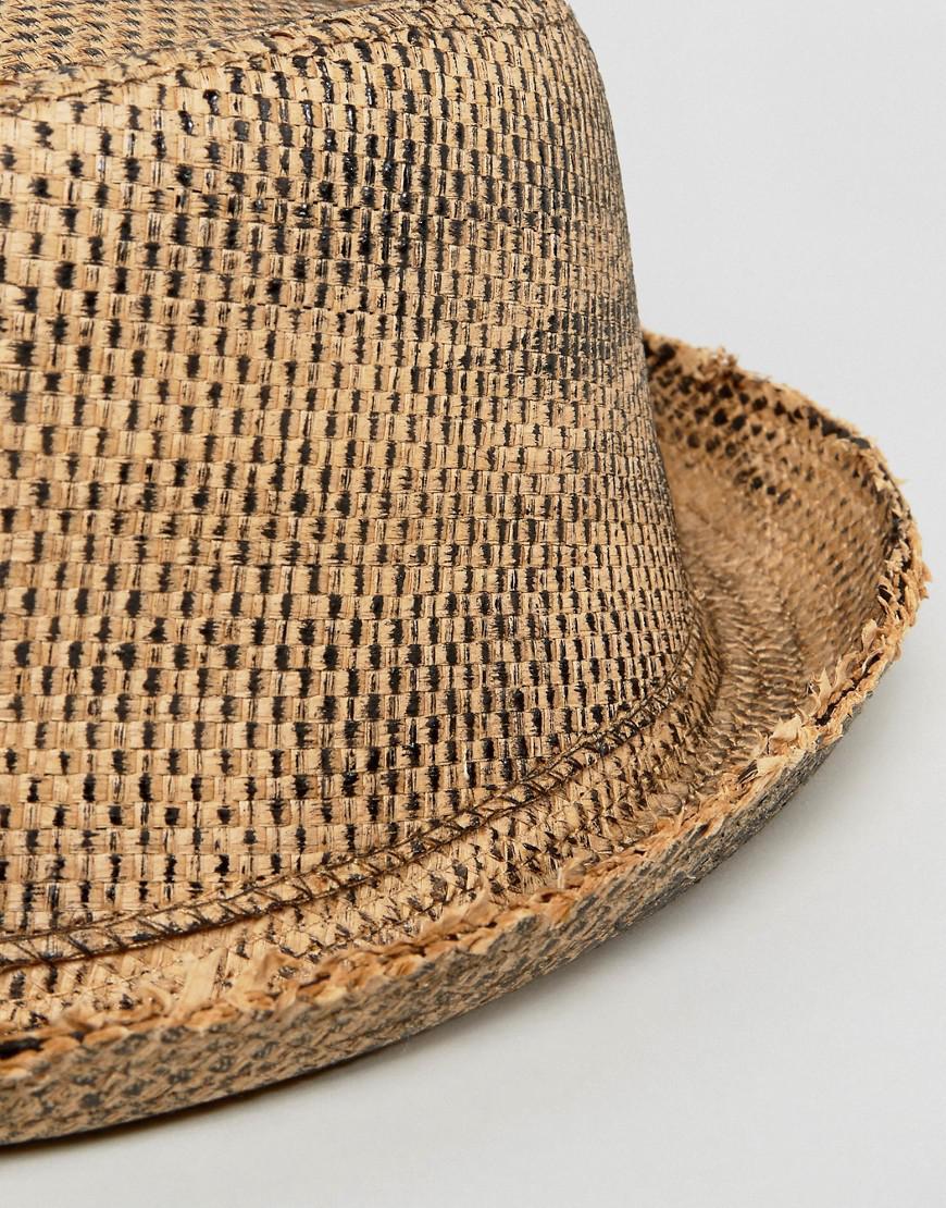 ASOS Denim Straw Pork Pie Hat With 