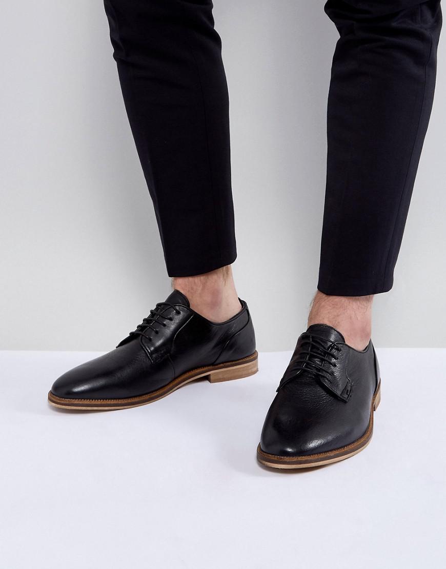 ASOS Asos Lace Up Derby Shoes In Black Leather With Natural Sole for Men |  Lyst