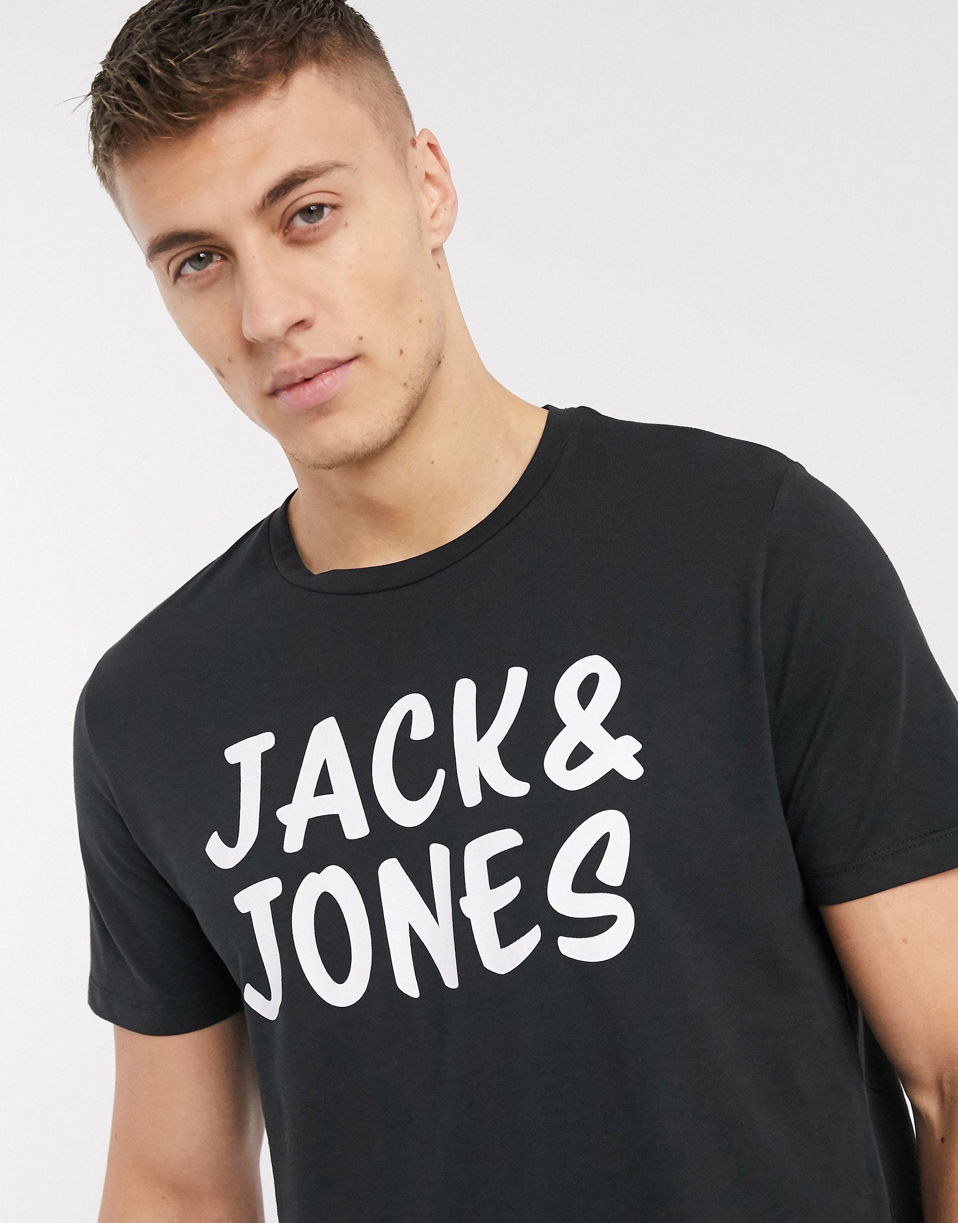 jack and jones black and white t shirt