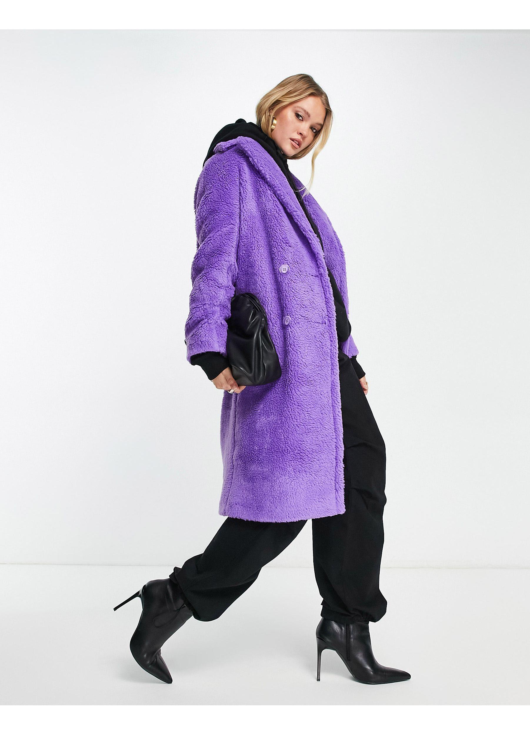 Helene Berman Double Breasted Teddy Coat in Purple Lyst Australia