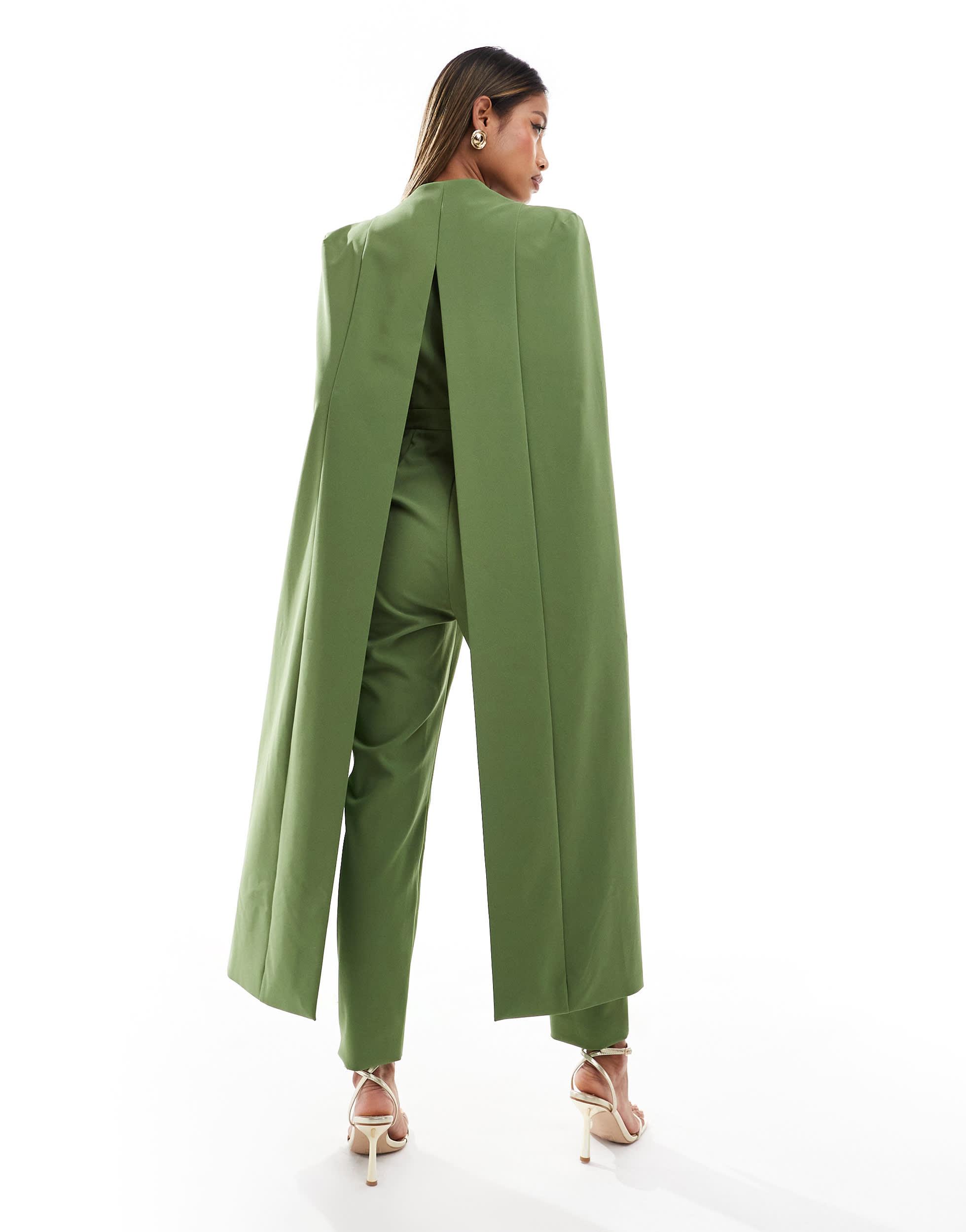 Lavish Alice Cape Style Tailored Jumpsuit in Green Lyst