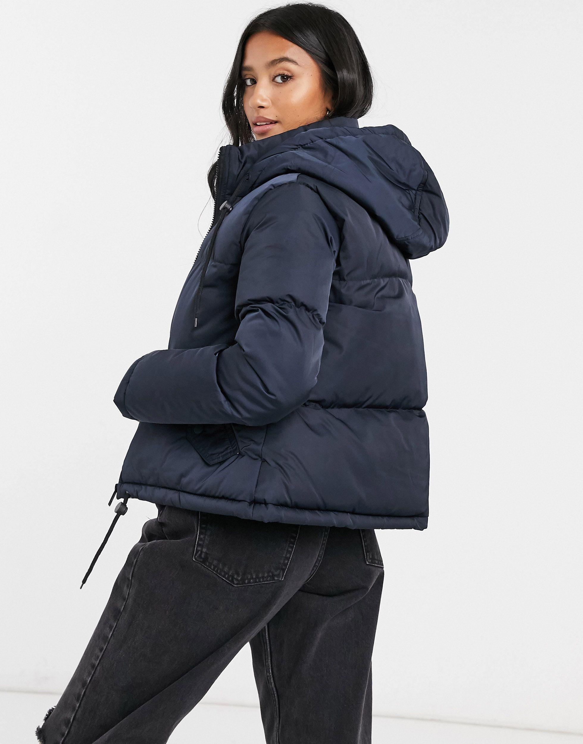 Brave Soul Cello Hooded Puffer Jacket in Navy (Blue) - Lyst