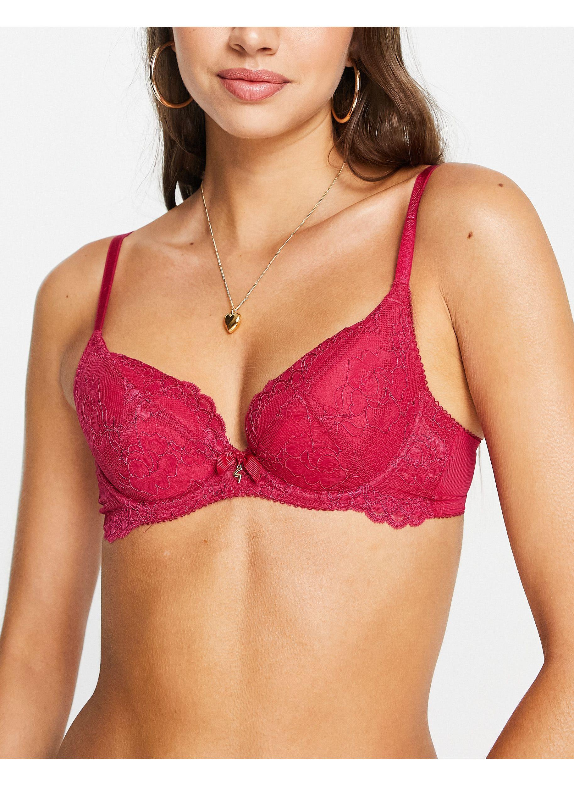 Gossard Superboost lace non padded front fastening plunge bra in pink