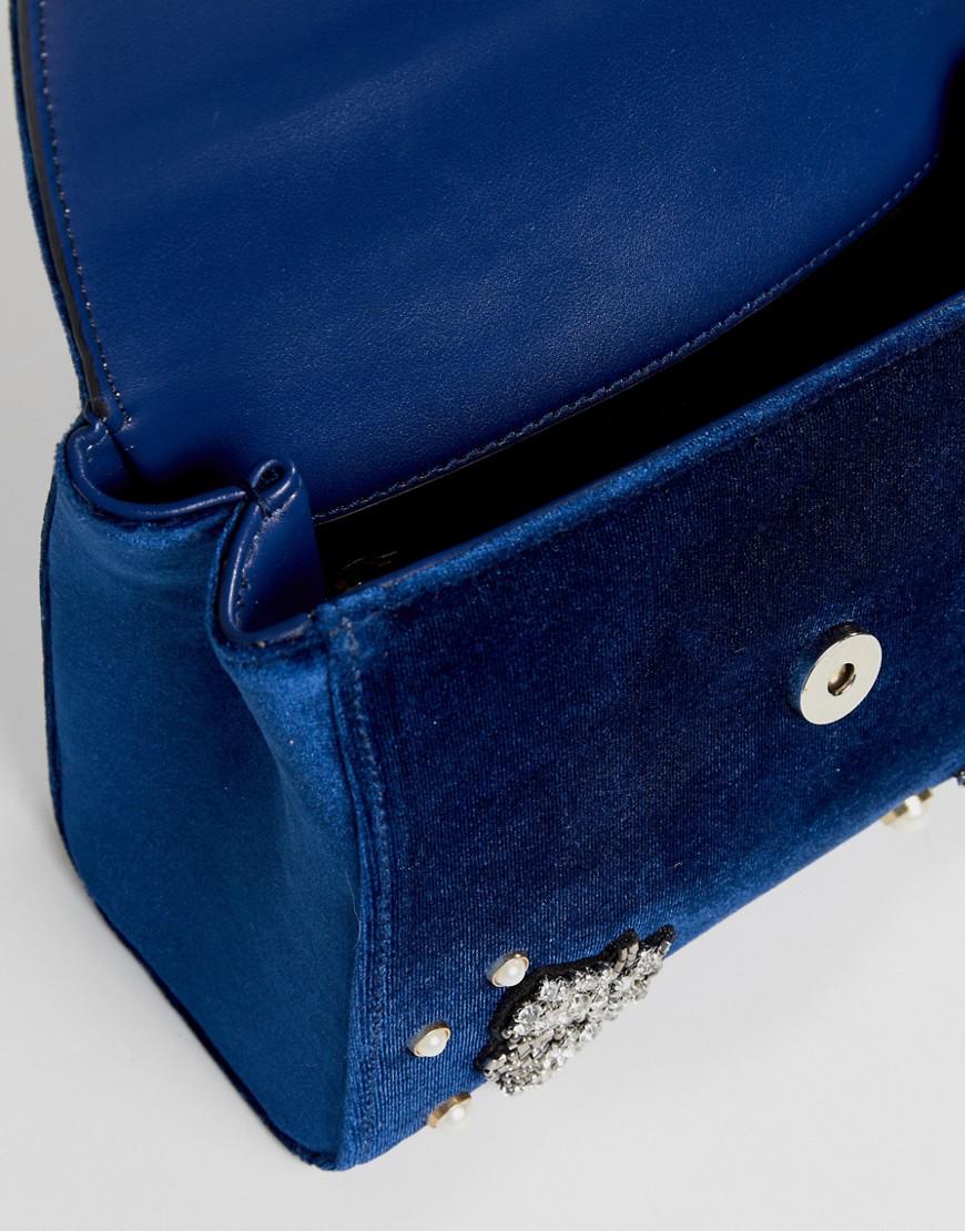 asos navy clutch bag