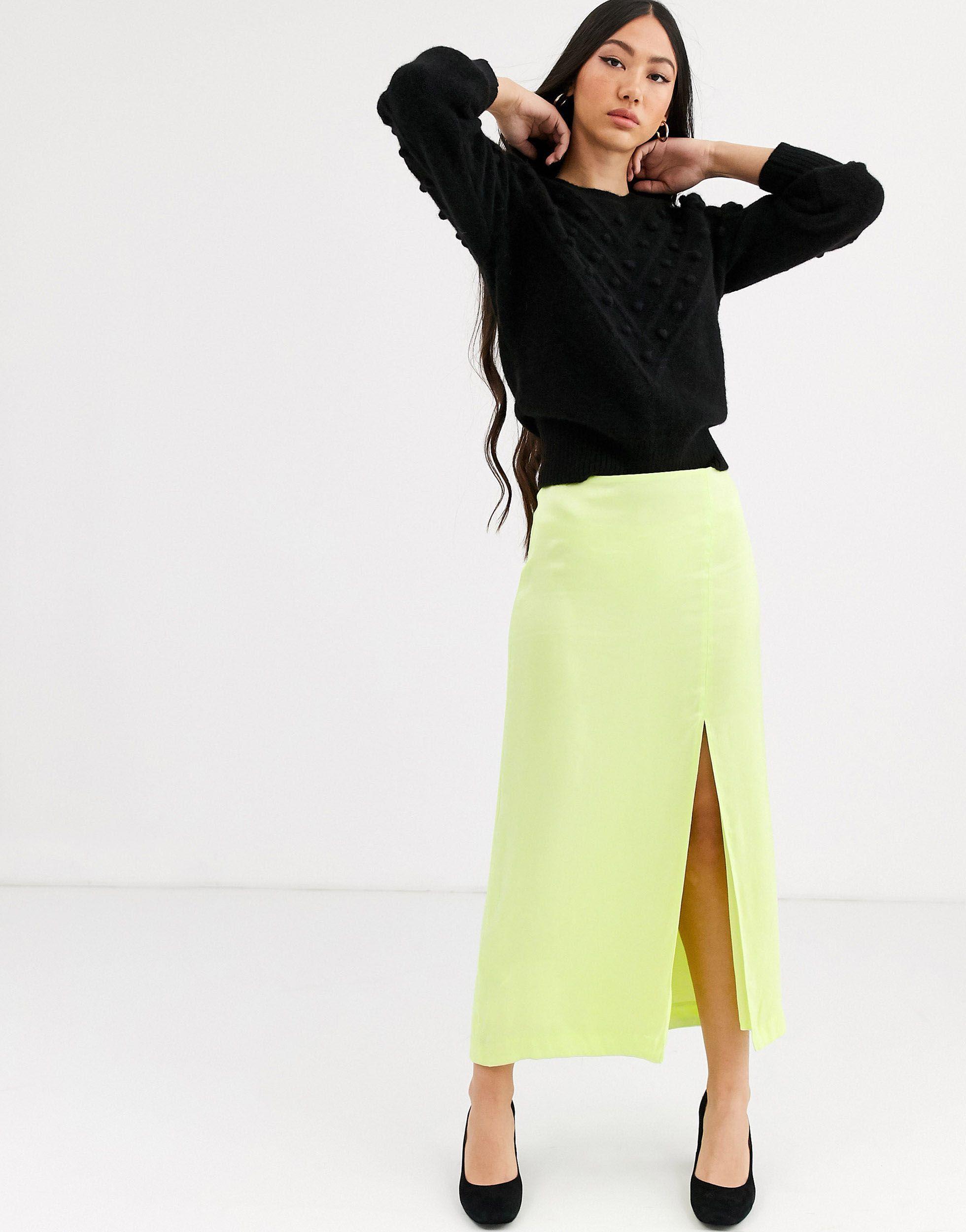 side split yellow skirt
