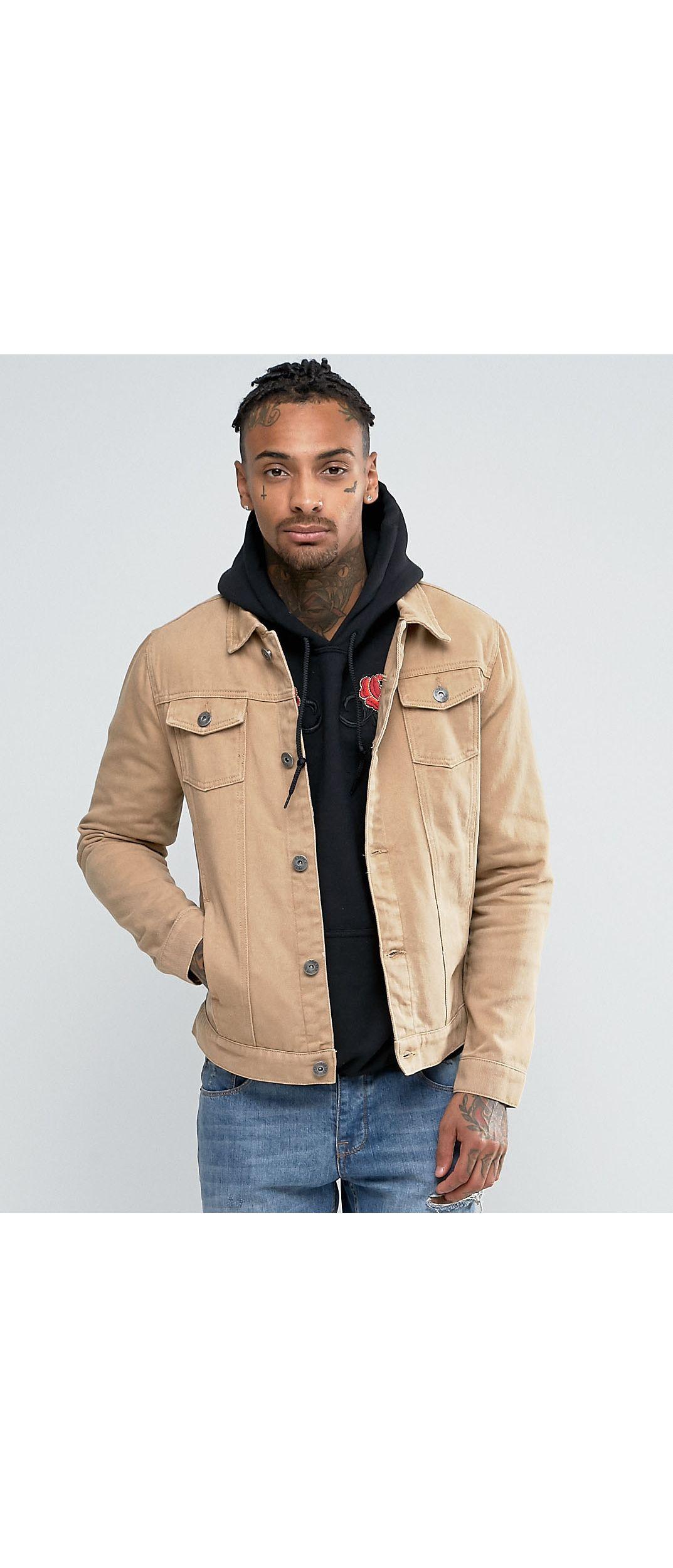 Liquor N Poker Tan Denim Jacket in Brown for Men | Lyst