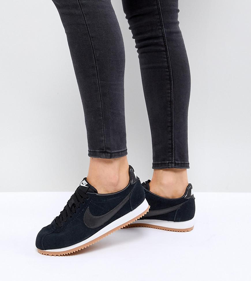 Nike Classic Cortez Trainers In Black Suede With Gum Sole | Lyst Australia