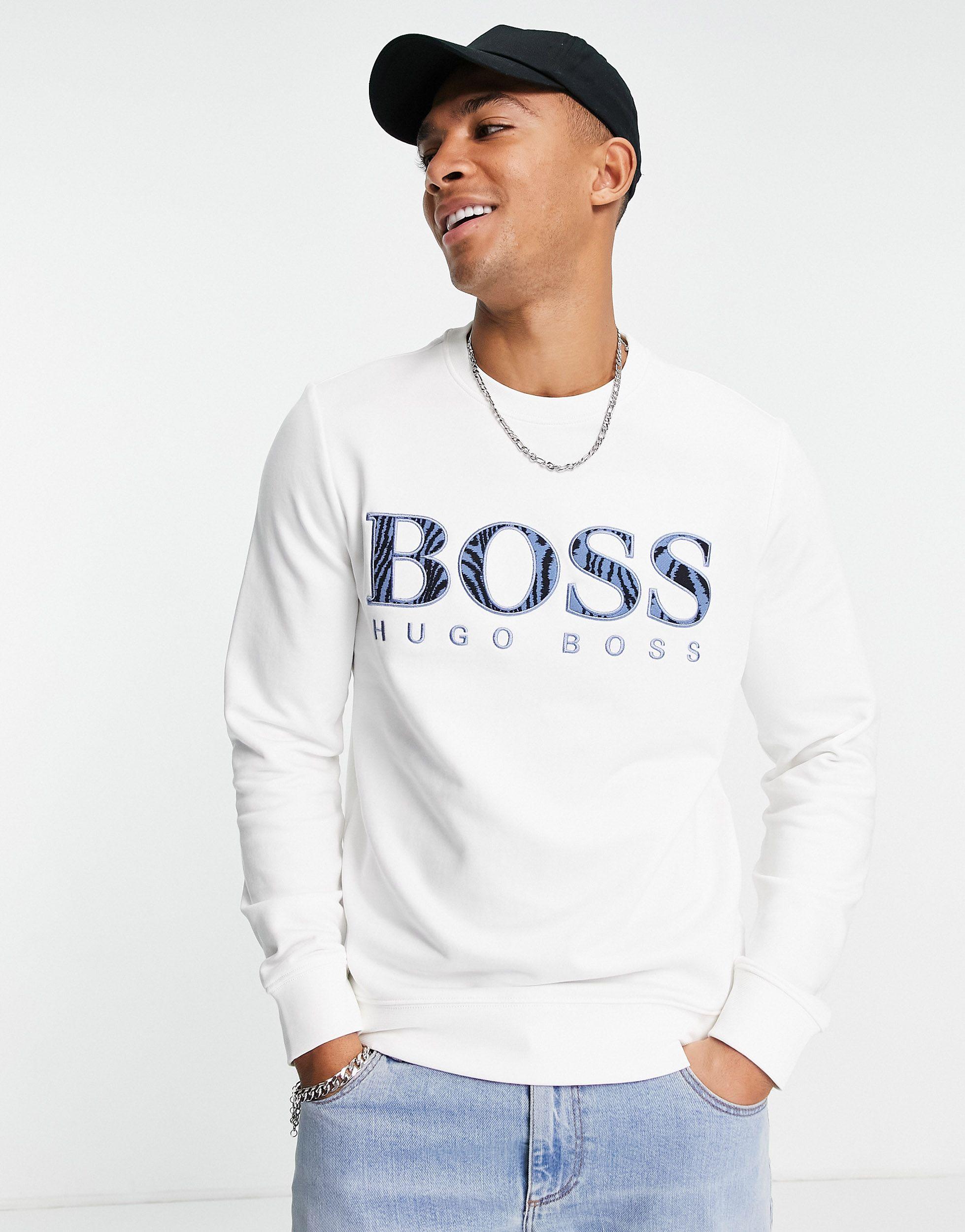 Sudadera blanca con cuello redondo y logo welogo BOSS by HUGO BOSS de  hombre de color Blanco | Lyst