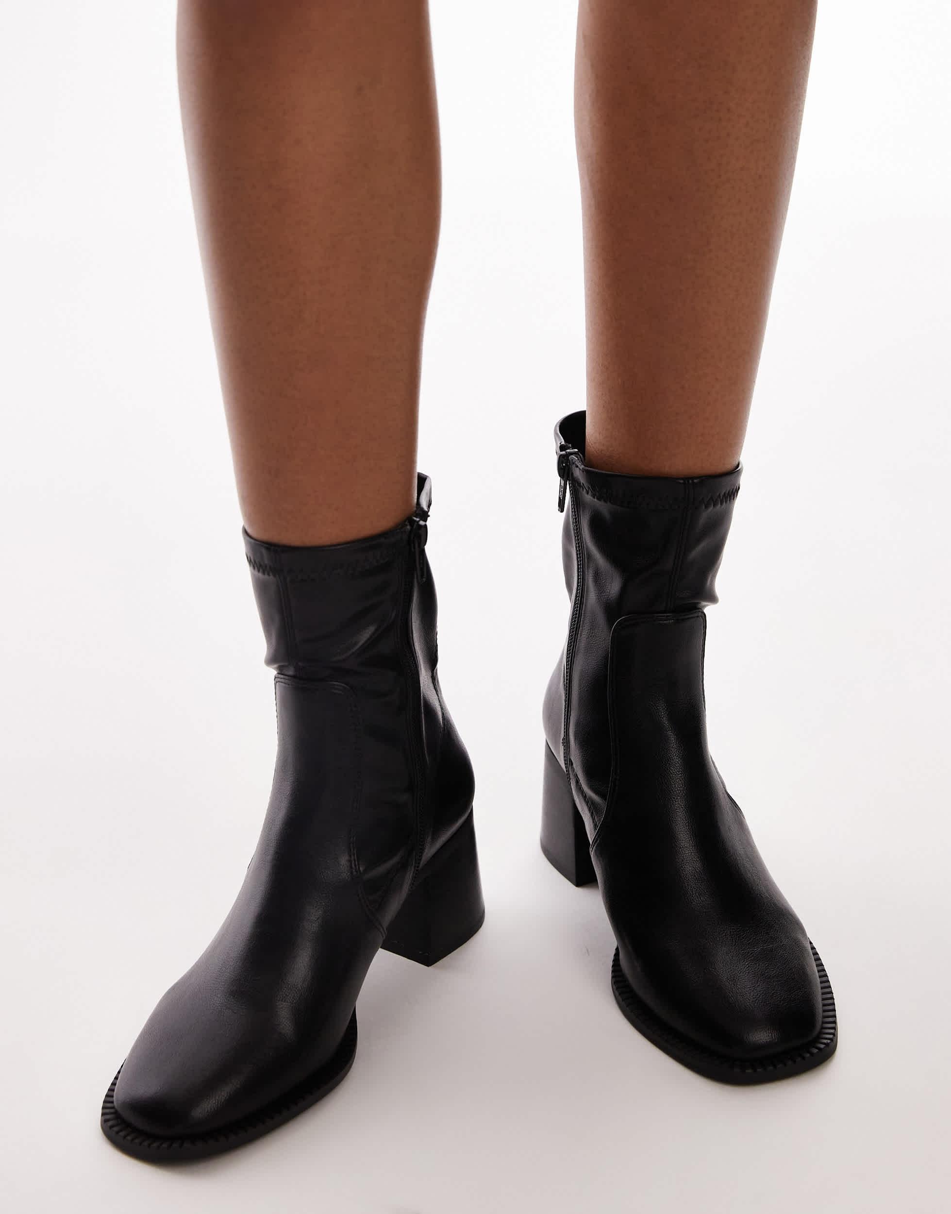 TOPSHOP Wide Fit Nicola Block Heel Ankle Boot in Black Lyst Canada