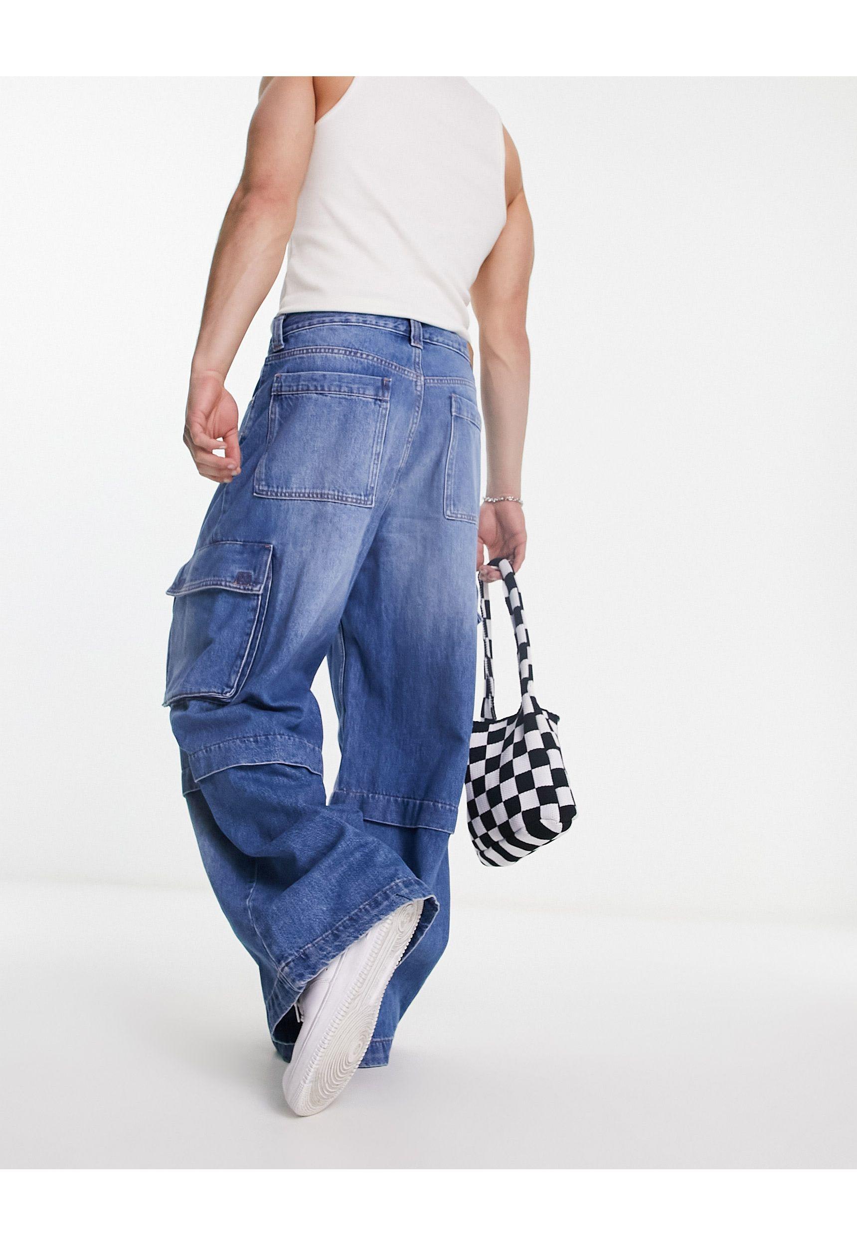Weekday Pasadena Loose Fit baggy Cargo Jeans in Blue for Men