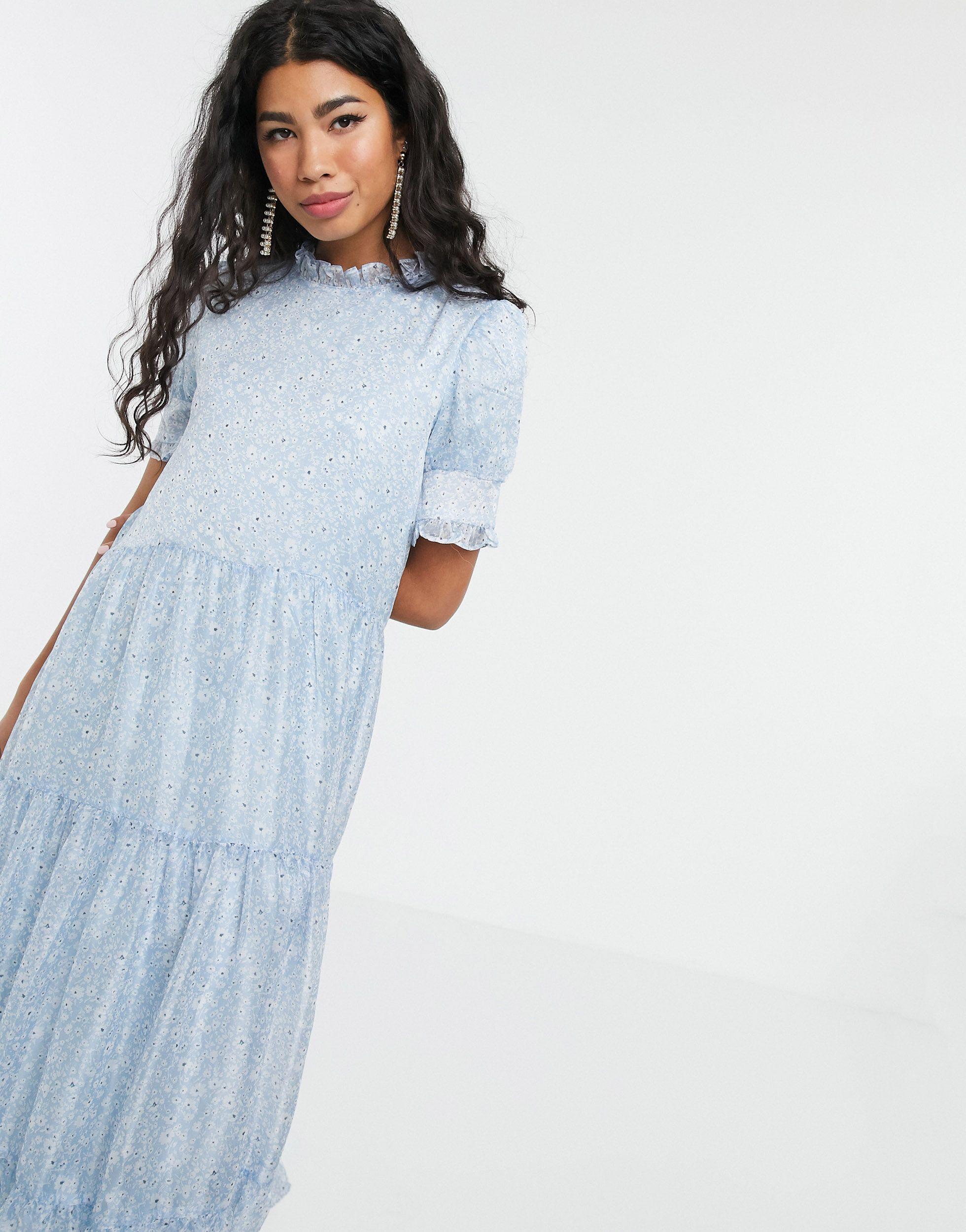 Sister Jane Tiered Maxi Dress in Blue | Lyst