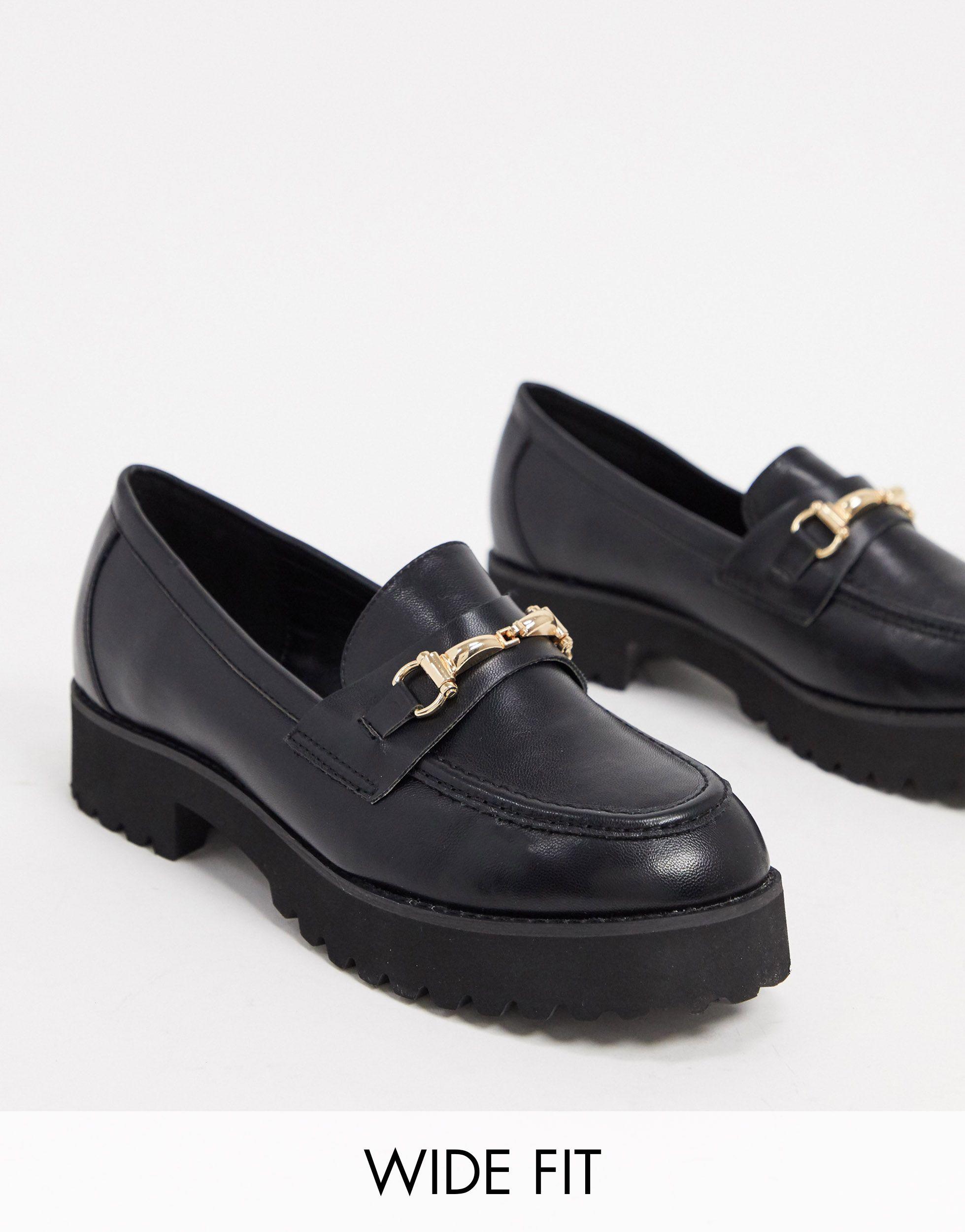Raid Wide Fit Empire Chunky Loafers in Black | Lyst