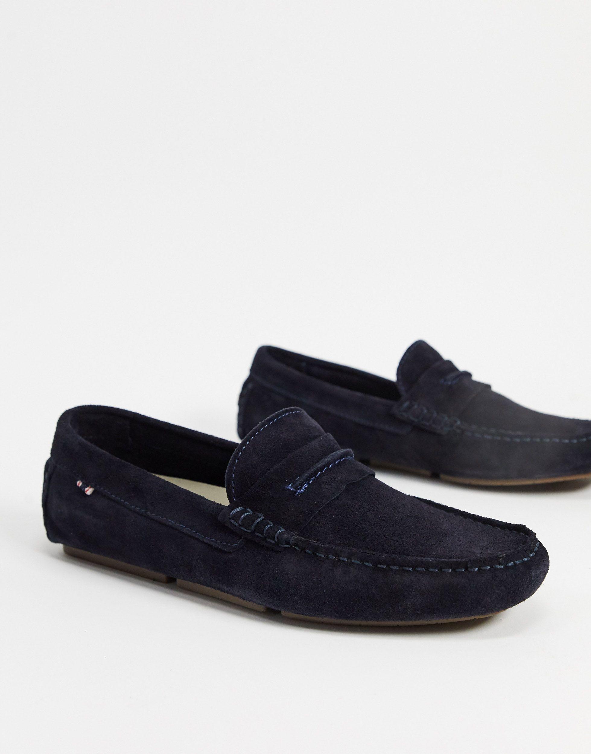 navy suede driving shoes