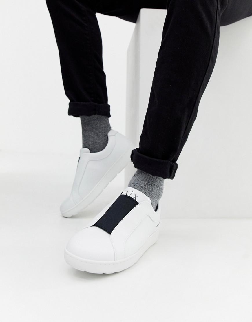 Armani Exchange Elasticated Slip On Trainers In White for Men | Lyst