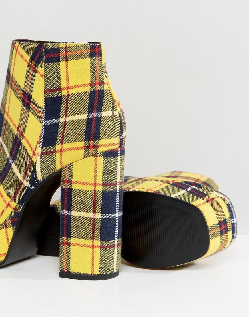 yellow plaid platform boots