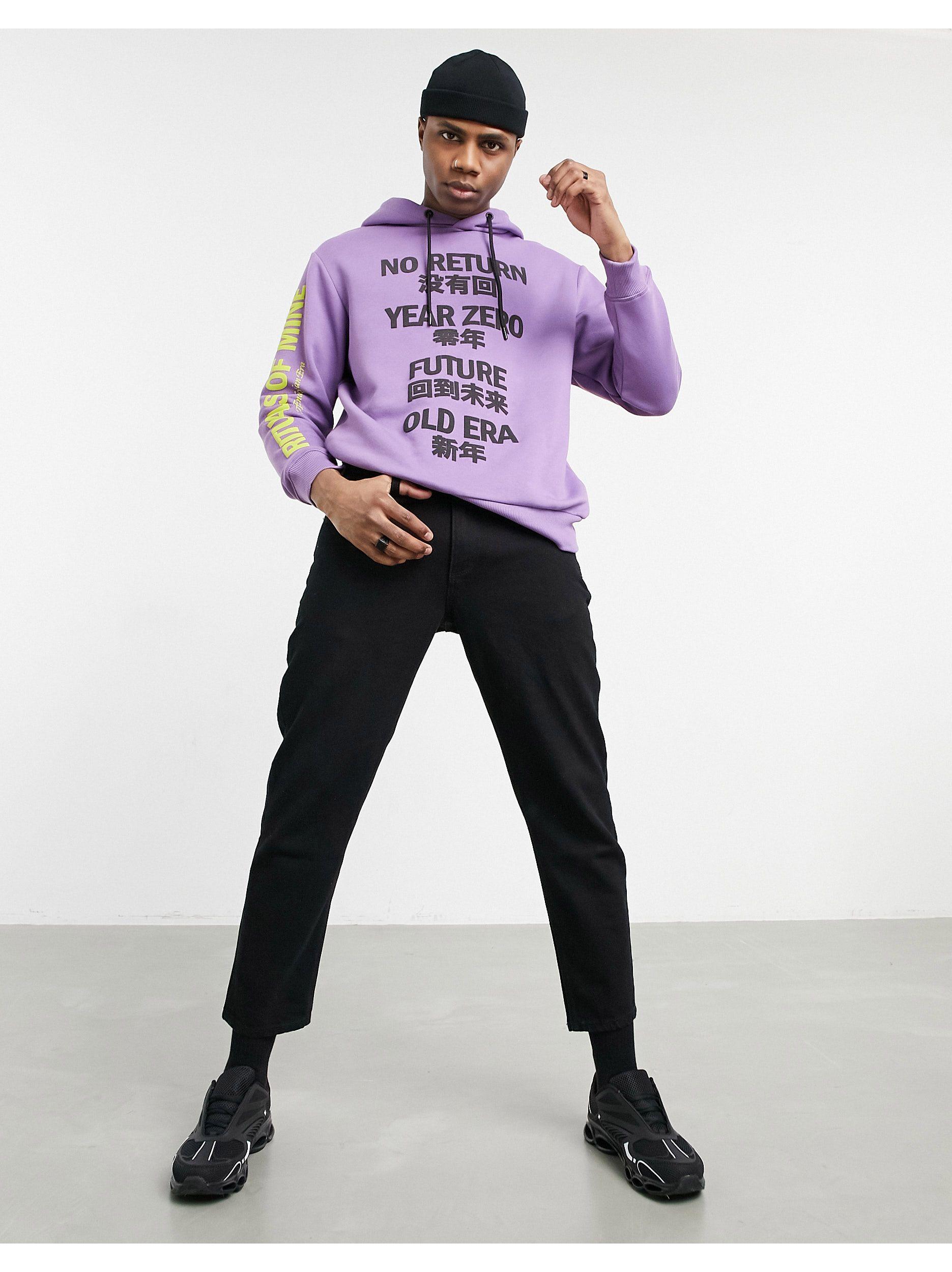 Bershka Hoodie With Chest & Sleeve Print in Purple for Men | Lyst