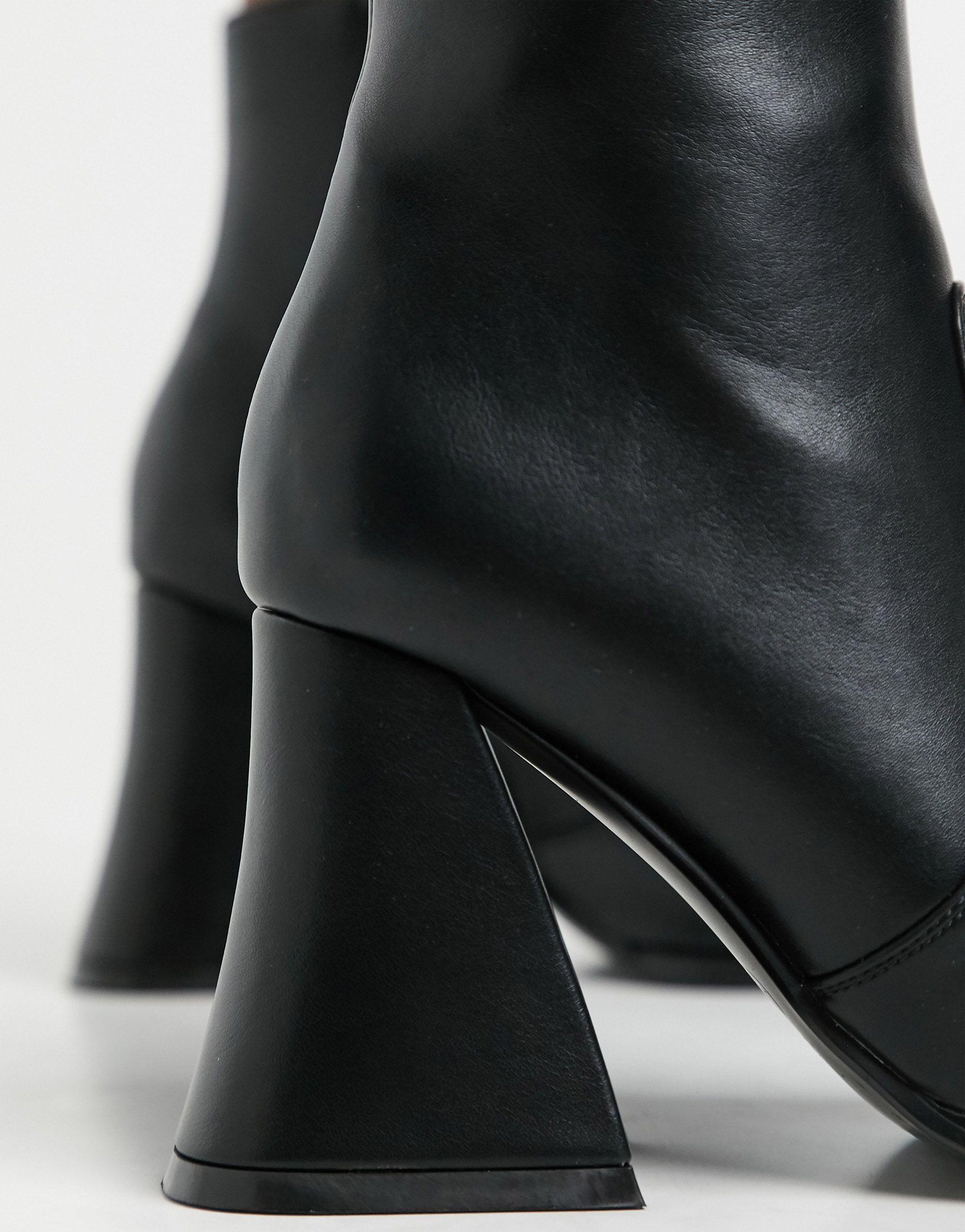 LAMODA Flared Heel Ankle Boots With Square Toe in Black Lyst