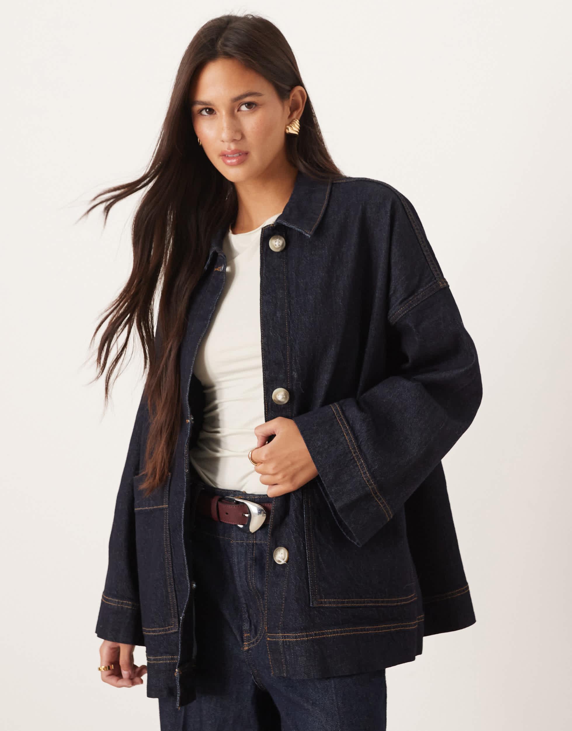 Veste Oversize Veste Jean FoncÃ© Femme Veste En Jean Bleu Foncé