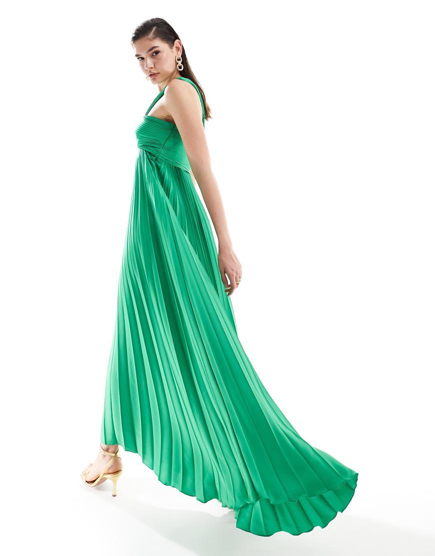 Vestido Largo Plisado Asimétrico De Mango de color Verde Lyst