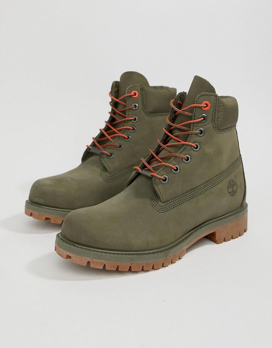 Timberland 6 Inch Premium Boots In Khaki in Green for Men - Lyst