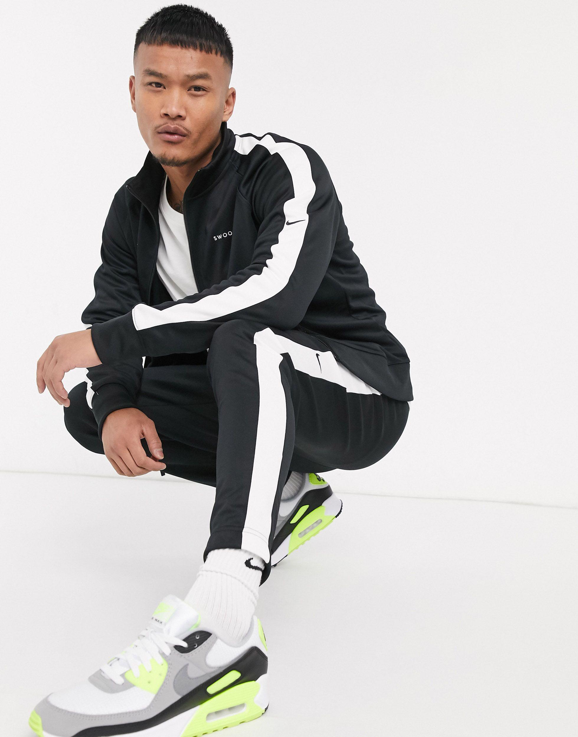 Nike Synthetic Swoosh Polyknit Track Jacket in Black for Men | Lyst