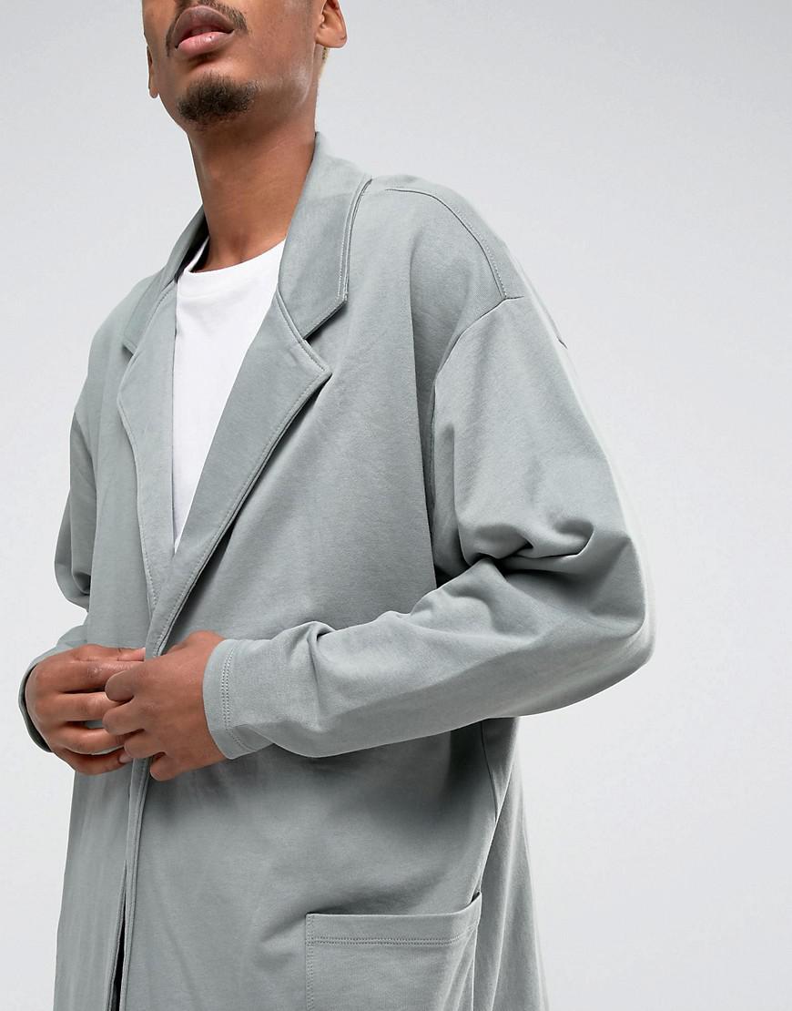 ASOS Cotton Oversized Longline Jersey Duster Coat In Green for Men Lyst
