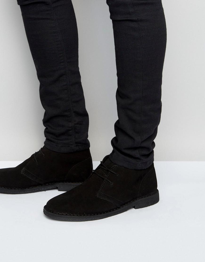 ASOS Desert Boots In Black Suede - Wide Fit Available for Men - Lyst
