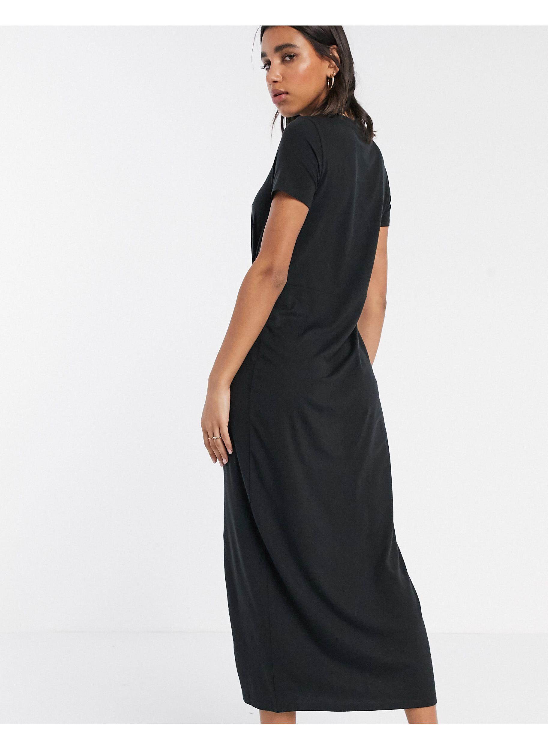 Vero Moda Midi T-shirt Dress With Twist Detail in Black | Lyst UK
