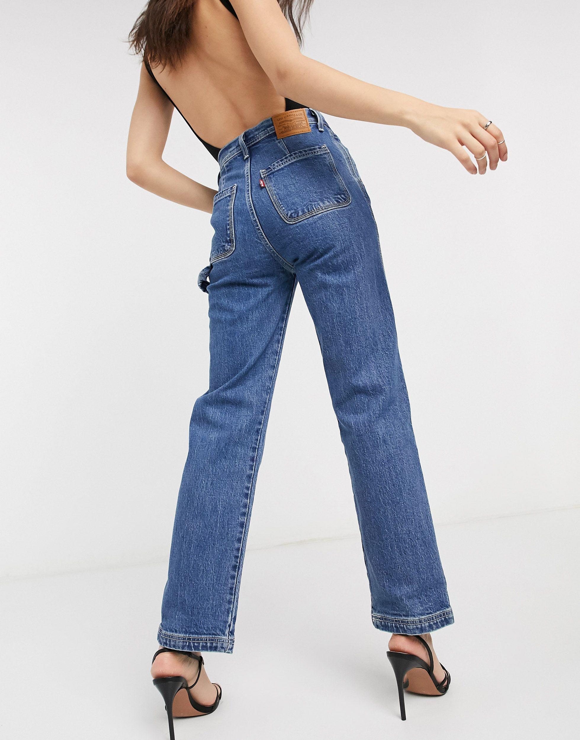 Levi's Ribcage Straight Leg Utility Jeans in Blue | Lyst