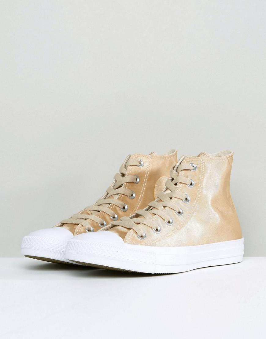 Converse Chuck Taylor High Sneakers In Gold Satin in Metallic | Lyst