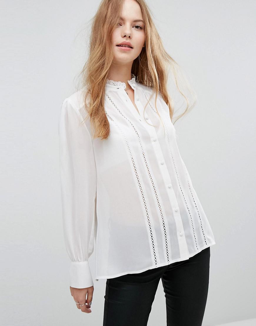 Lyst - New look Crochet Trim Shirt in White