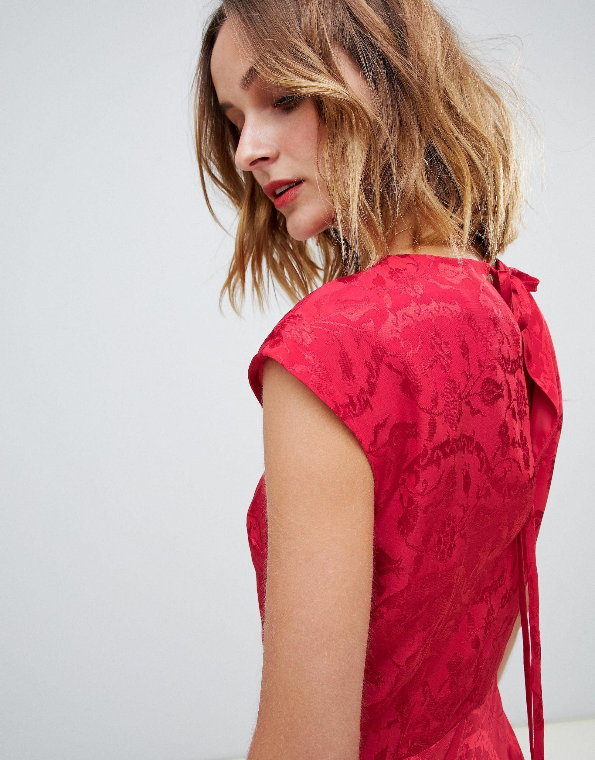 warehouse jacquard midi dress