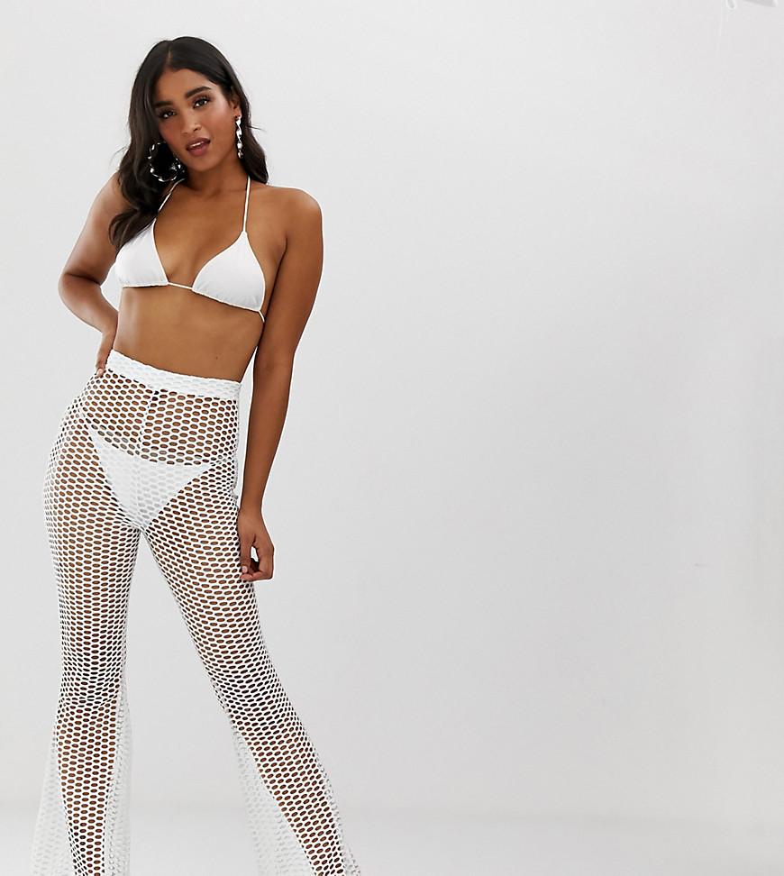 Missguided Denim Wide Leg Fishnet Beach 