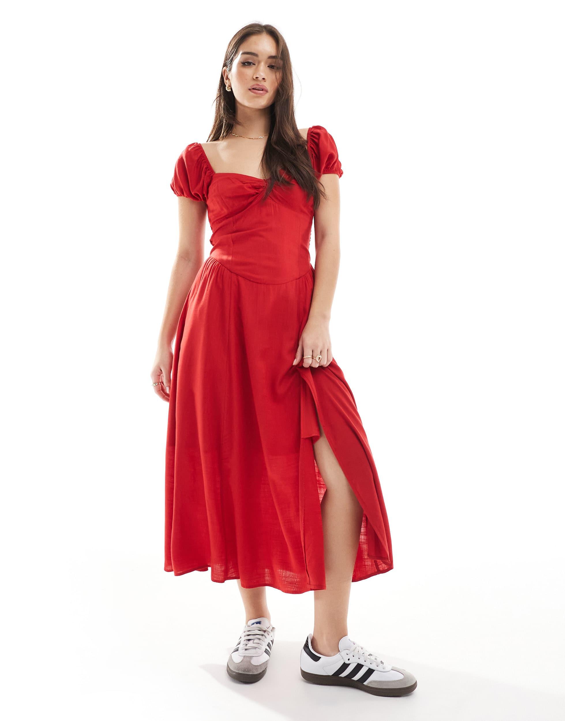 red lace maxi dress FOR LOVE & LEMONS Shirley Lace Maxi Dress In Red Small