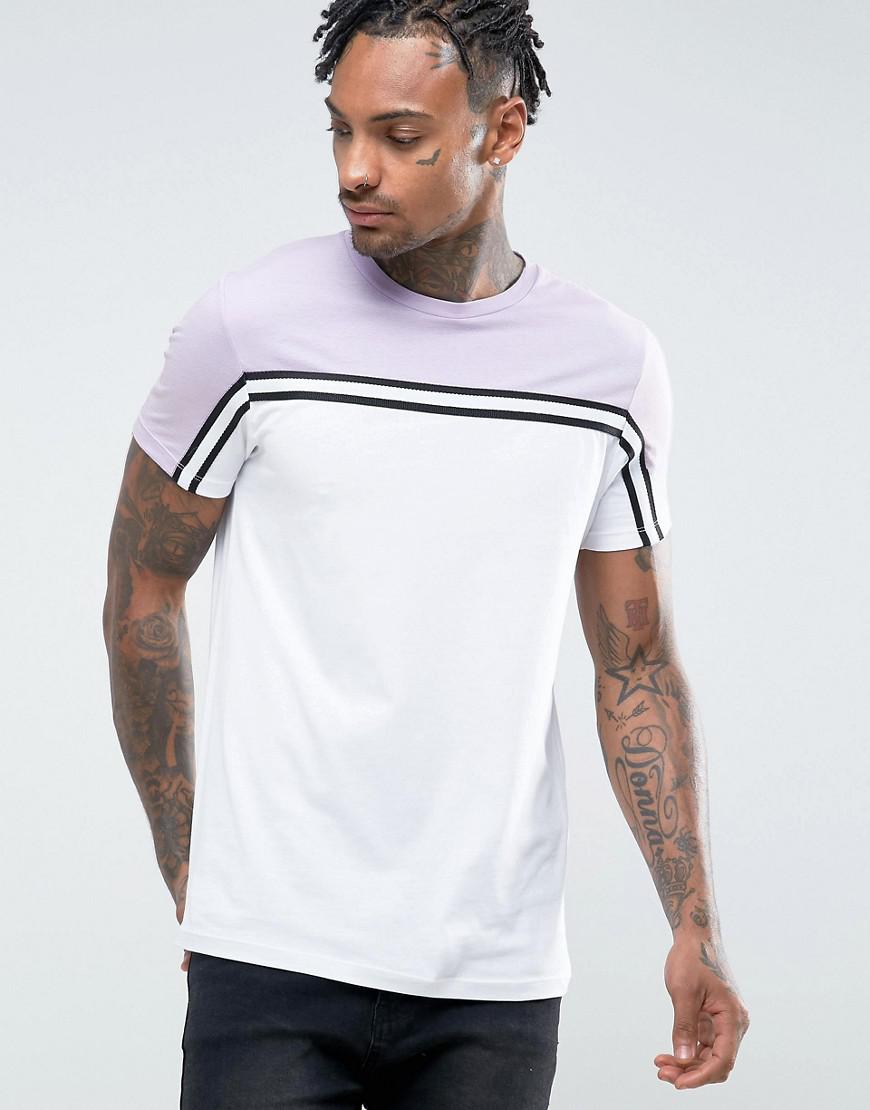 Lyst - Asos T-shirt With Contrast Yoke And Taping in White for Men