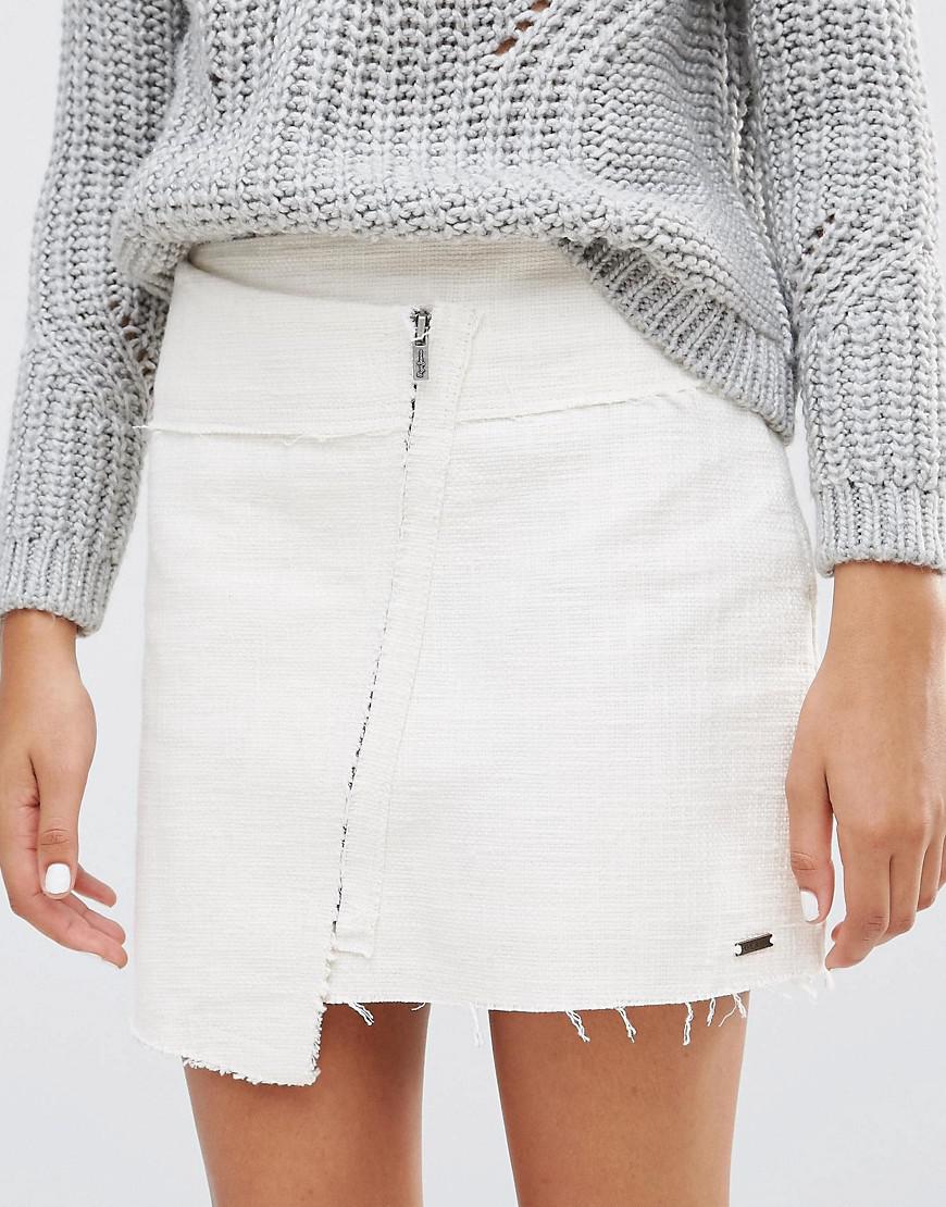 white denim wrap skirt