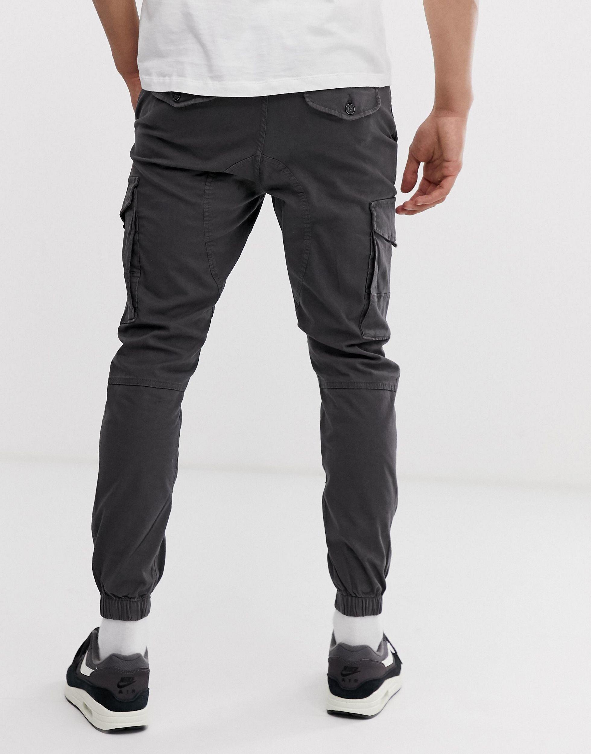 Pantalones cargo grises con bajos ajustados Jack \u0026 Jones de Denim de color  Gris para hombre | Lyst