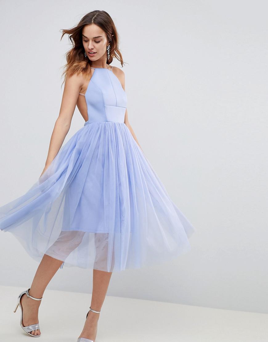 white midi tulle dress