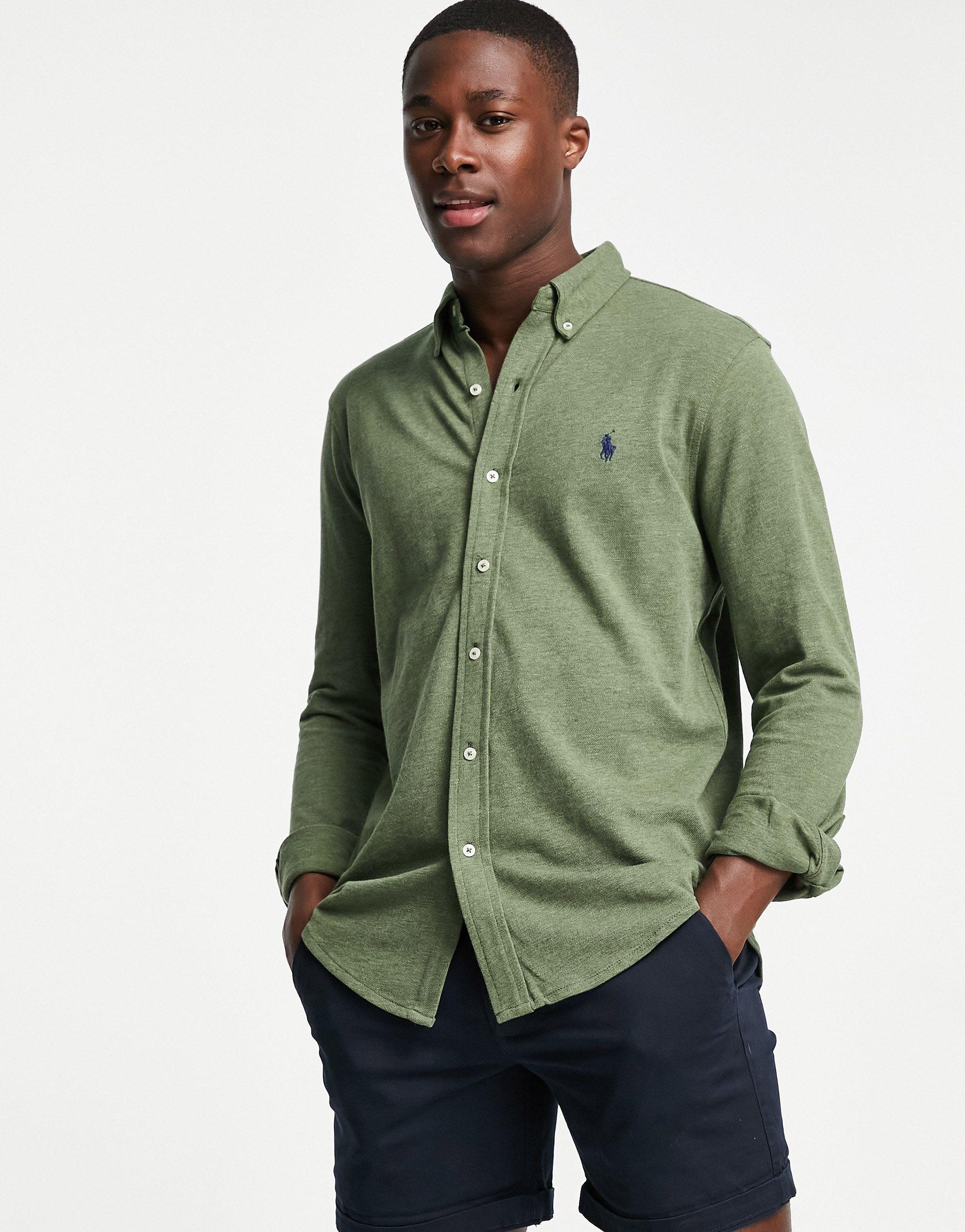 Polo Ralph Lauren – schmal geschnittenes pikee-hemd mit button-down-kragen  in Grün für Herren | Lyst DE