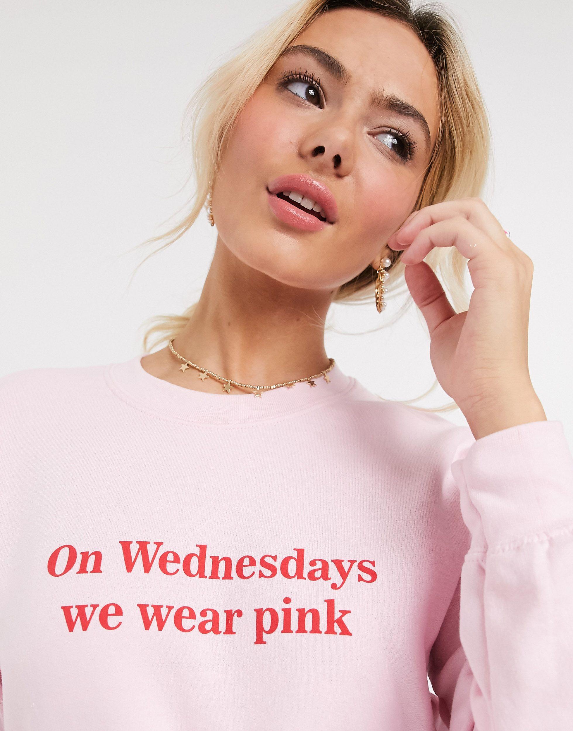 Skinnydip London X Mean Girls Relaxed Sweatshirt With Wednesday Print-pink